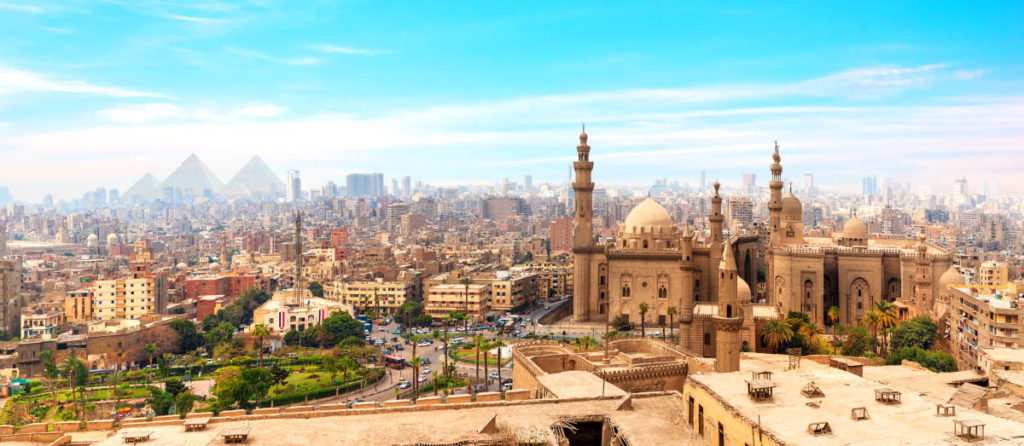 The Mosque Madrassa Of Sultan Hassan In The Panorama Of Cairo, Egypt.